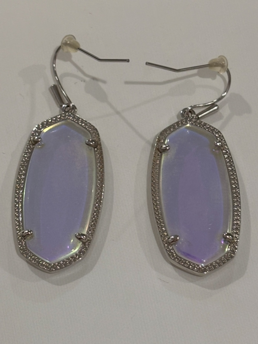 Kendra Scott Elle Earrings in Dichroic Glass, Rhodium Plated - Picture 3 of 5
